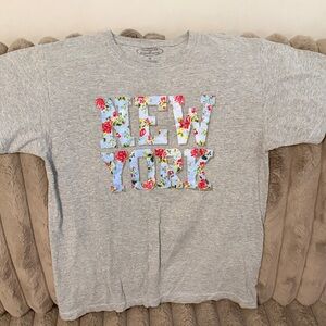 Grey womens Tee with Floral 'New York' Graphic